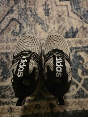 Adidas Kids Black and White Slip-On Sneakers with Elastic Straps